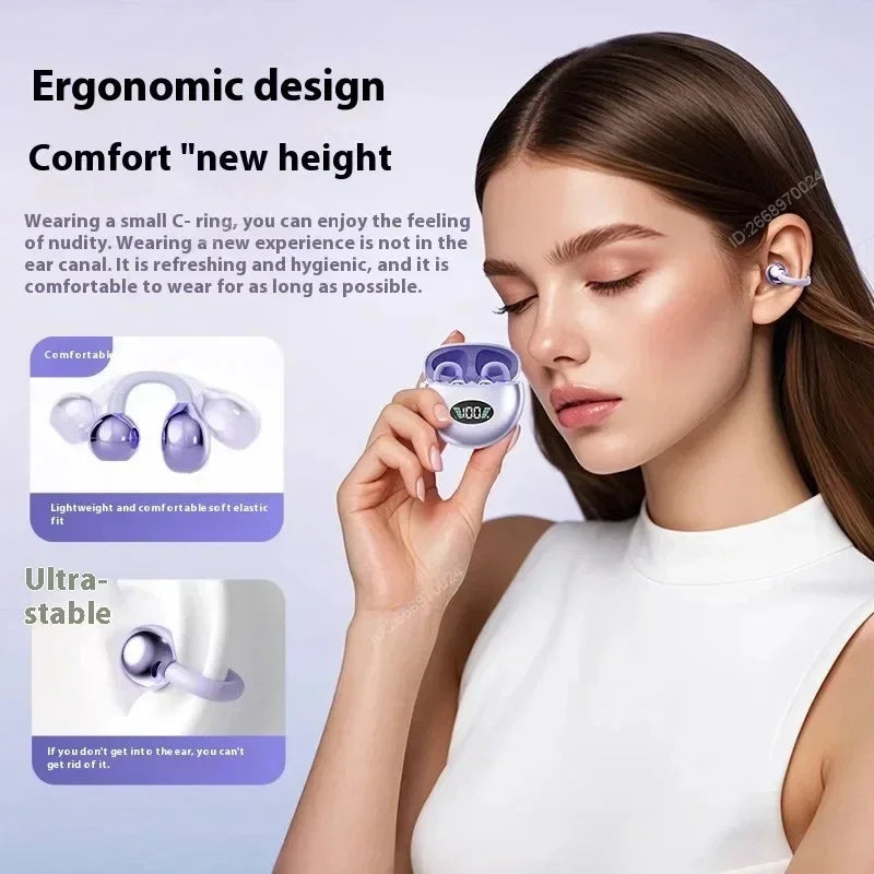 Wireless Bluetooth Earphones Clip-on Q71 Earphone High Sound for Phone Earbuds Led Display Headphones Music Sports Headset